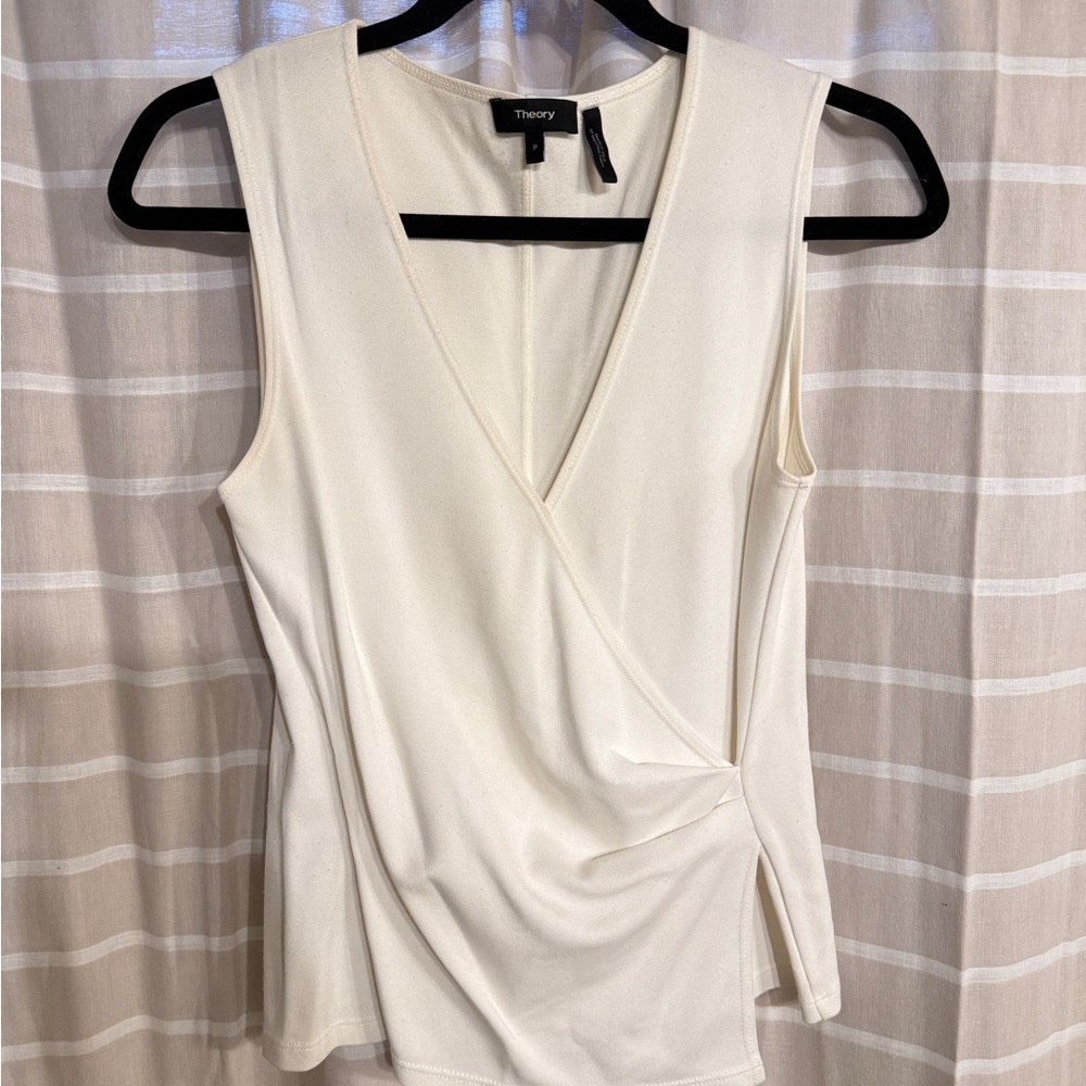 Theory Women's Ivory Wrap Blouse